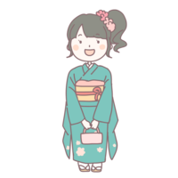 Adult woman in a green kimono