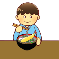 Boy eating soba