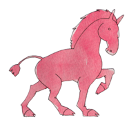 深粉红色的马