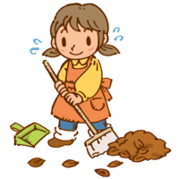 Sweeping fallen leaves
