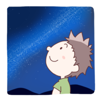 Boy looking up at the Milky Way