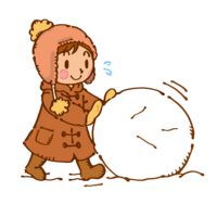 Girl making a snowman