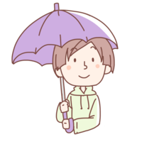 Woman holding a purple umbrella