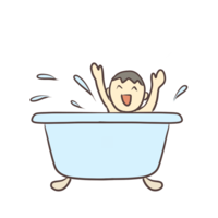 Boy frolicking in the bath