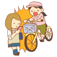 Accident between a pedestrian and a bicycle playing with a smartphone