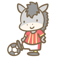 サッカーをする黒馬