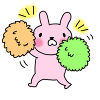Rabbit cheering with pompoms