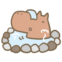 温泉に入るカピバラ
