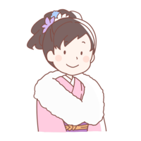 Adult woman wearing a pink kimono