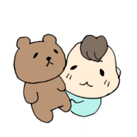 クマのぬいぐるみと赤ちゃん