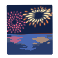 海面にうつる花火