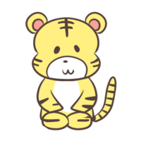 Tiger sitting upright