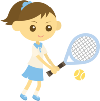 テニスをする女性素材