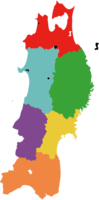 Map of 6 prefectures in Tohoku (vector)