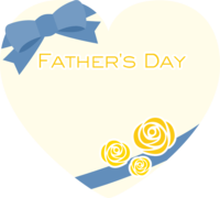 (Father's Day) Heart-shaped frame with ribbon Frame illustration <Yellow-light blue>
