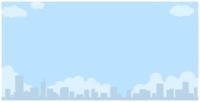 (風景背景)雲が浮かぶ青空とビルのシルエットの街並み