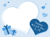 (White Day) Message card frame with cute hearts and gifts