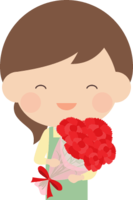 (Mother's Day) A cute mother who is pleased to receive a carnation (red-pink)