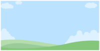 (風景背景)雲が浮かぶ青空と緑の草原の丘