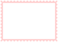 かわいい郵便切手風フレーム飾り枠イラスト＜ドット柄：ピンク色＞