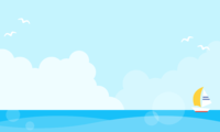 夏天的蓝天和大海背景框架插图(入道云/海鸥/游艇)