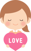[Valentine illustration] Girl and LOVE heart