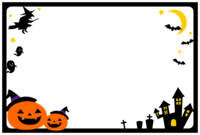 (10月/秋)ハロウィン(かぼちゃ/おばけ/コウモリ/魔女)のフレーム飾り枠