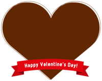 (Valentine) Heart-shaped frame with ribbon Decorative frame illustration <Chocolate-Pink>