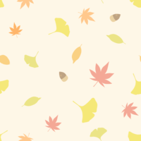 秋の紅葉の背景イラスト(モミジ/イチョウ/枯れ葉/木の実)シームレスパターン