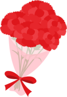 (母の日)かわいいカーネーションの花束イラスト(赤-ピンク)