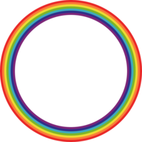 虹色(レインボーカラー)の丸型フレーム飾り枠イラスト＜正円／楕円形＞