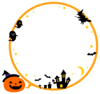 Halloween balloon illustration material (round)
