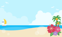 夏の青空と砂浜の背景フレーム
