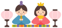 [Hinamatsuri illustration] Cute Hinamatsuri <Hina doll-Bonbori-Gold folding screen>