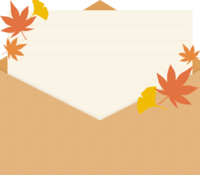 Envelope with stationery decorated with maples and ginkgo