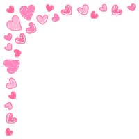 (2月/情人节)手绘风格心形的角框装饰框(粉红色粉彩巧克力)