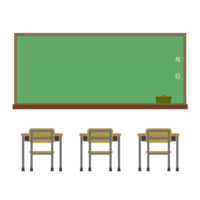 教室の黒板と机