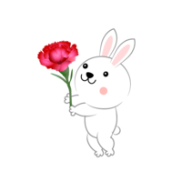 Rabbit presenting carnation