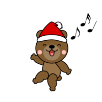 Bear character wearing a Santa hat