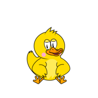 Duck character sitting