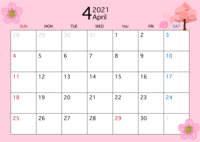 April 2021 calendar (cherry blossom)