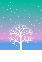 Aurora and snow tree