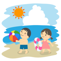 Children who came to the beach