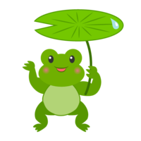 葉っぱを傘にするカエル