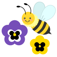 Cute bee and pansy flower