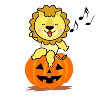 ハロウィンかぼちゃとライオンキャラ
