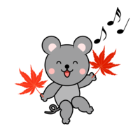 Autumn leaves and mouse characters