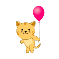 Tabby cat with balloons