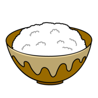 Rice in a Japanese pattern tea bowl