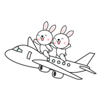 Rabbit character on an airplane